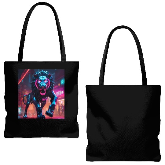 Ultra definição de lion biônico ambiente cyberpunk Tote Bags (AOP)