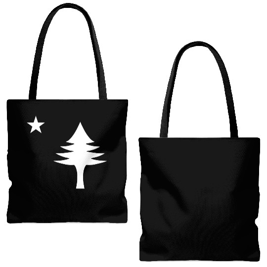 Pine tree and star 1901 flag of Maine State Tote Bags (AOP)