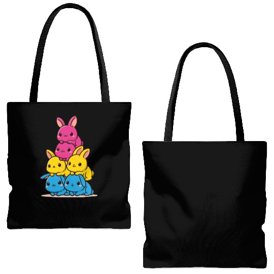 Bunny Pansexual Flag Pride Month Cute Bunny Tote Bags (AOP)