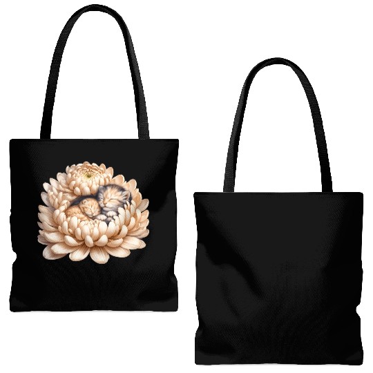 Kittens Sleeping In Flower Tote Bags (AOP)