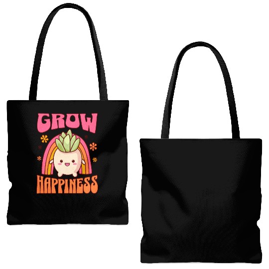 GROW HAPPINESS Colorful Cute Gardener Tote Bags (AOP)