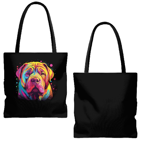 Watercolor Colorful Chinese Shar Pei Tote Bags (AOP)