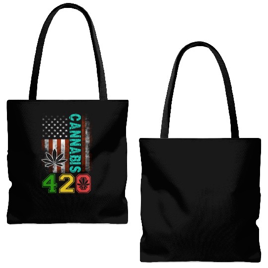 Amusing 420 American Herb Weed Marijuana Design Tote Bags (AOP)