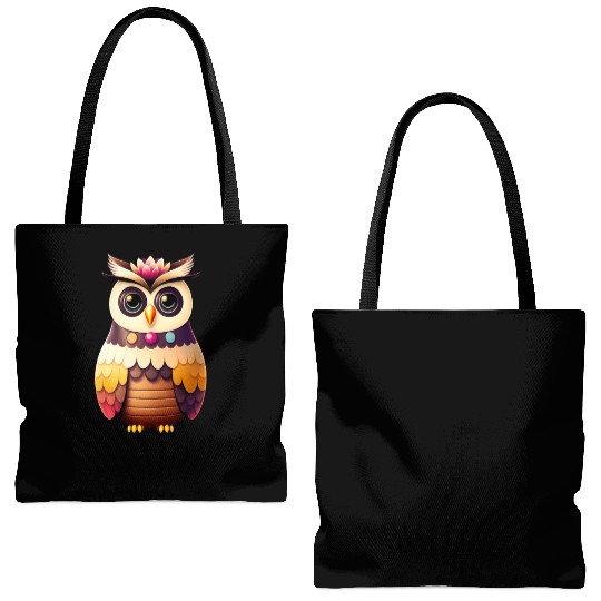 Cute deco owl illustration Tote Bags (AOP)