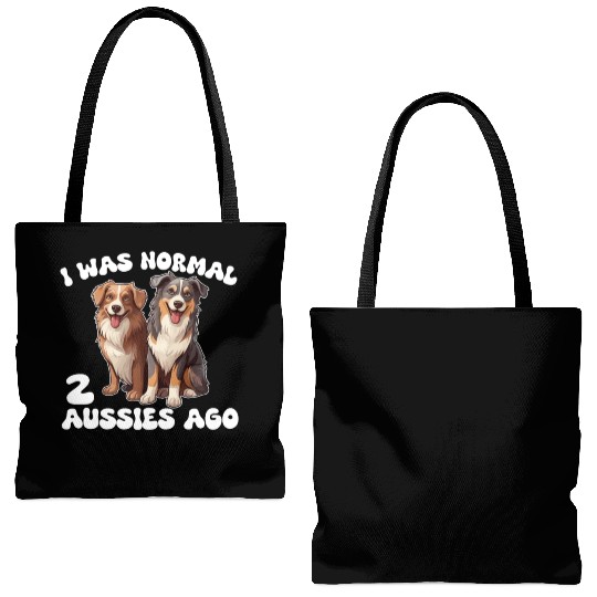 Australian Shepherd I Was Normal 2 Aussies Ago Tote Bags (AOP)