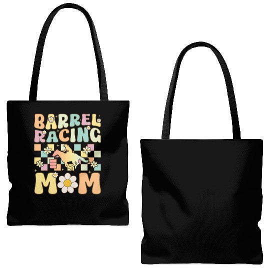 Barrel Racing Mom Groovy Female Barrel Racer Rodeo Tote Bags (AOP)