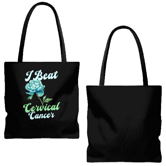 Cervical Cancer Awareness I Beat Cervical Cancer Tote Bags (AOP)