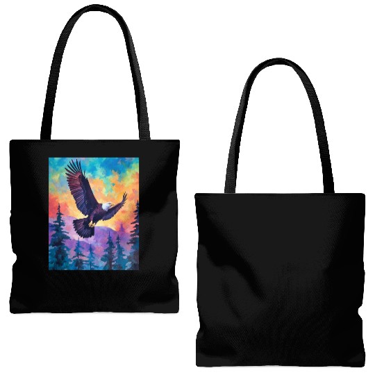 Majestic Eagle Silhouette: Freedom's Colors Tote Bags (AOP)