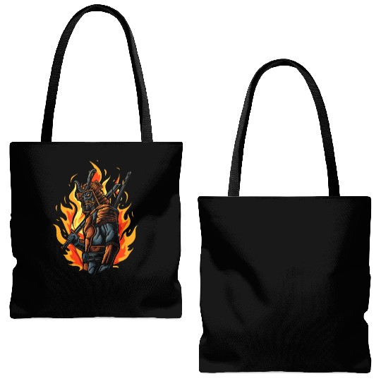 Japanese Samurai Tote Bags (AOP)