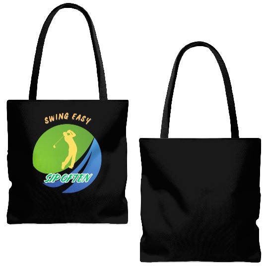 Swing Easy, Sip Often. Funny golf beer Tote Bags (AOP)