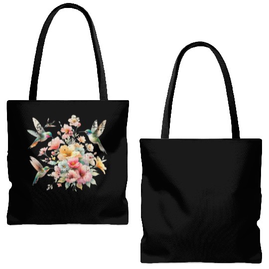 Hummingbird Nature Lover Spring Wildlife Vintage Tote Bags (AOP)
