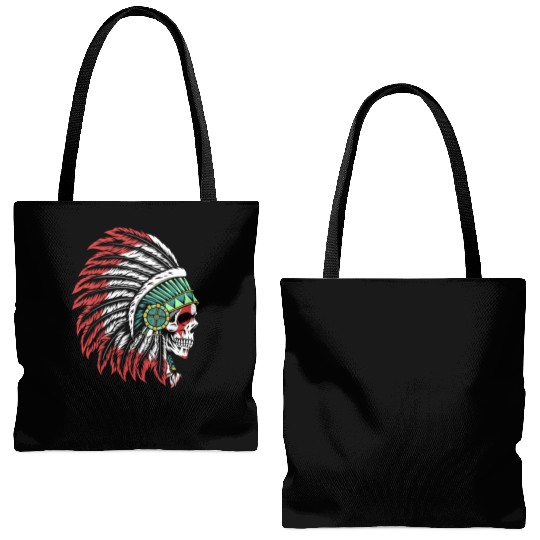 Indigenous Native American Skull Skull Head Tote Bags (AOP)