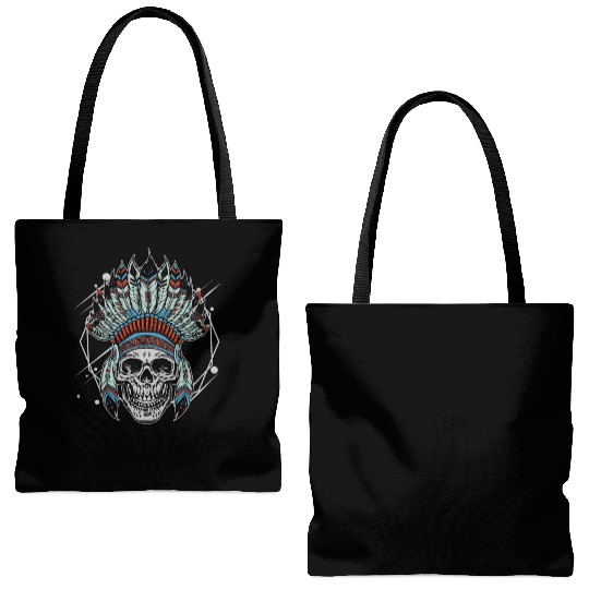 Indigenous Native American Skull Head Tote Bags (AOP)