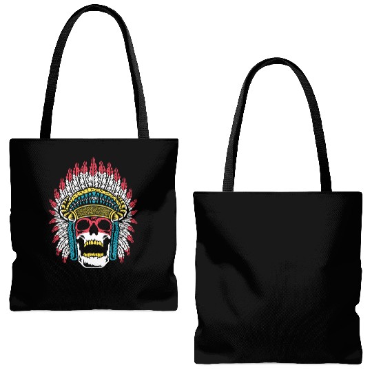 Indigenous Native American Skull Skull Head Tote Bags (AOP)