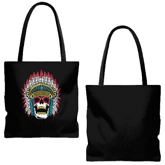 Indigenous Native American Skull Skull Head Tote Bags (AOP)