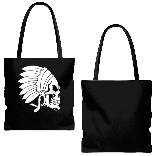 Indigenous Native American Skull Head Tote Bags (AOP)
