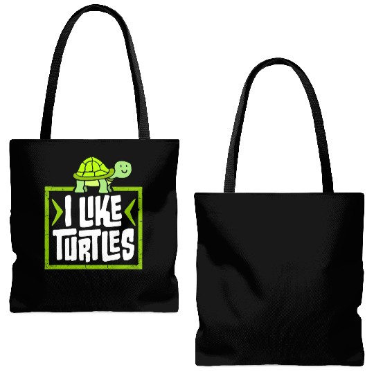 I Like Turtles Cute Tortoise Love Turtle Lover Tote Bags (AOP)