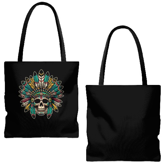 Indigenous Native American Skull Head Tote Bags (AOP)