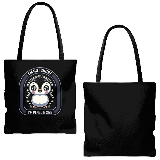 Im Not Short Im Penguin Size Chibi Kawaii Tote Bags (AOP)