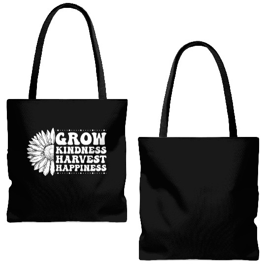 Grow Kindness Harvest Happiness Tote Bags (AOP)