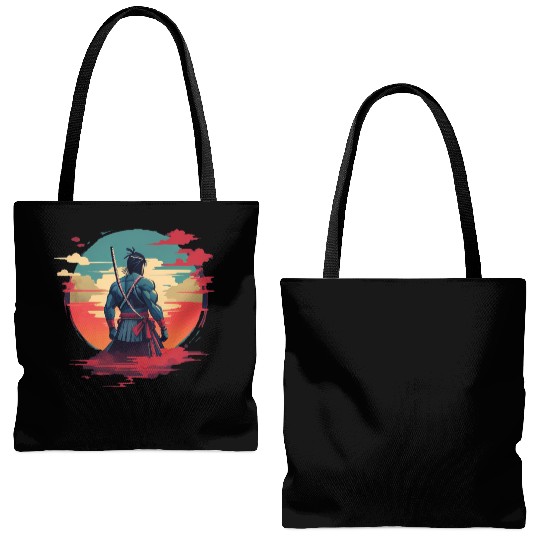 Anime samurai silhouet Tote Bags (AOP)