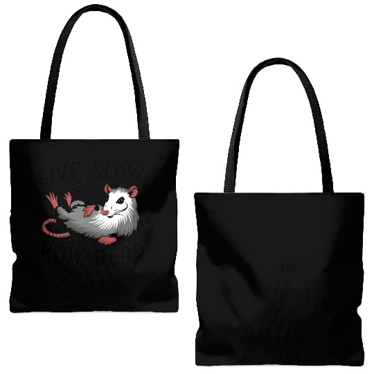Funny Possum Live slow play dead Street Cat Tote Bags (AOP)
