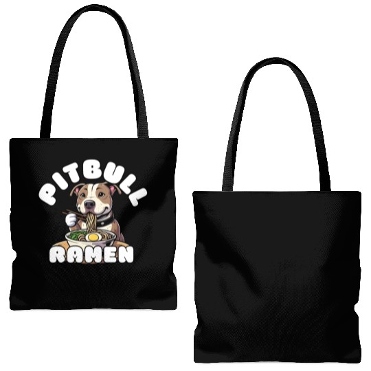 Pitbull Eating Ramen Tote Bags (AOP)