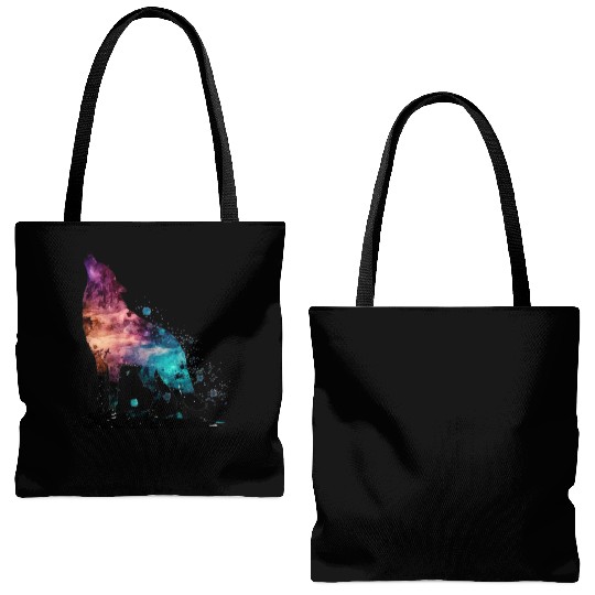 Wolf Print, Cosmic Wolves, Animal Print, Cosmos Tote Bags (AOP)