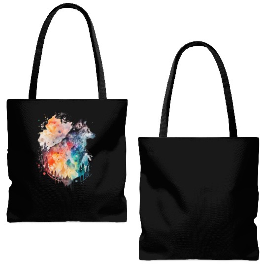 Wolf Print, Cosmic Wolves, Animal Print, Cosmos Tote Bags (AOP)