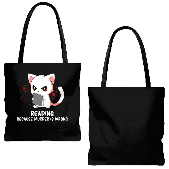 Reading - Reading Cat - Dark Humor - Reading Book Tote Bags (AOP)