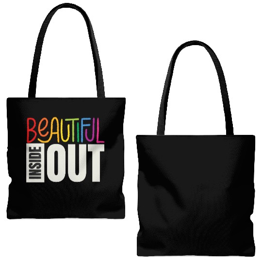 Beautiful Inside Out (black) Tote Bags (AOP)