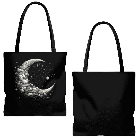 Cool Full Moon - Solar Eclipse, Moon Phases Total Tote Bags (AOP)