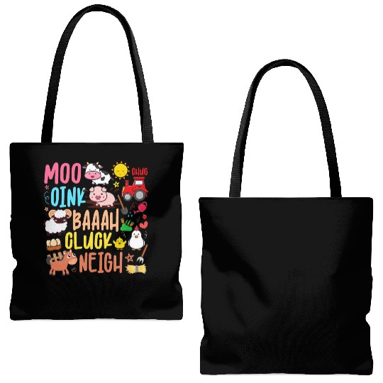 Farm Animals Sounds Oink Baa Neigh Cluck Moo Tote Bags (AOP)