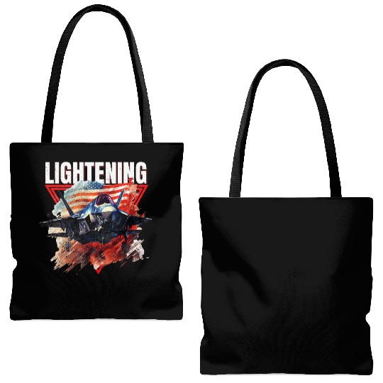 F35 Lightning Fighter Jet Plane Veteran Military Tote Bags (AOP)