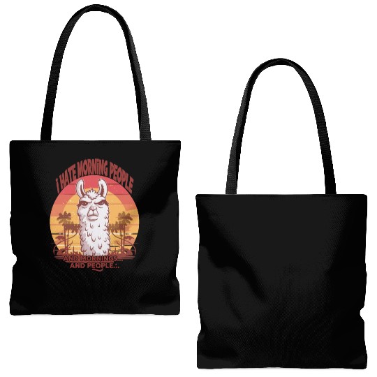 I Hate Morning People for a Morning grumpy Llama Tote Bags (AOP)