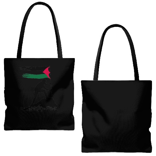 free palestine standing flag silhouette Tote Bags (AOP)