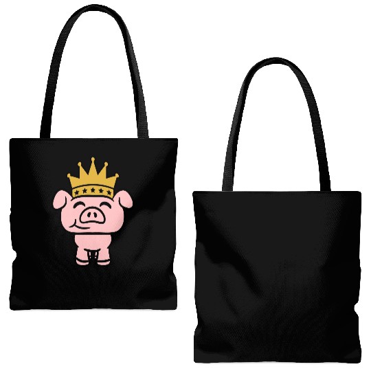 Pig King Queen Crown Prince Princess Piggy Piglet Tote Bags (AOP)