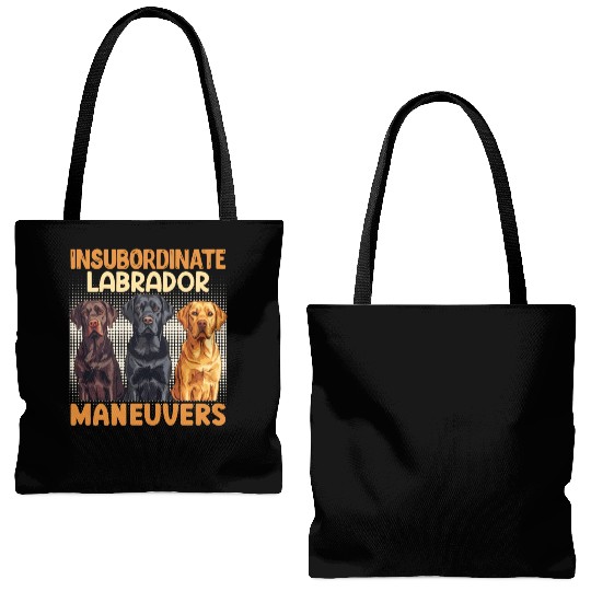 Labrador Dog INSUBORDINATE LABRADOR MANEUVERS Tote Bags (AOP)