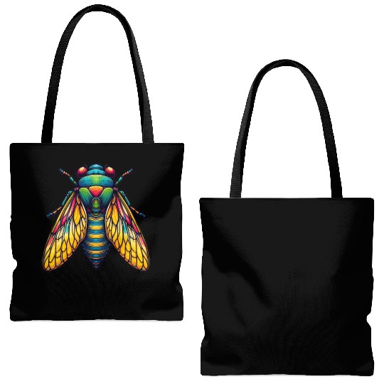 Colorful Cicada Insect Great Eastern Brood Cicada Tote Bags (AOP)