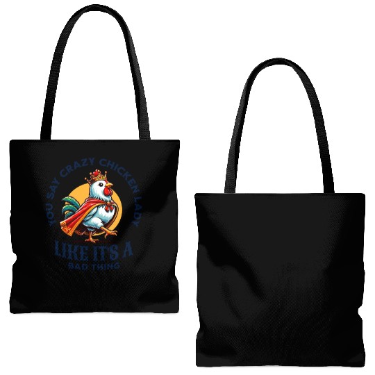 Queen Chicken Crazy Chicken Lady Tote Bags (AOP)