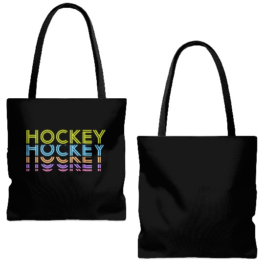 Hockey Colorful Typography Tote Bags (AOP)