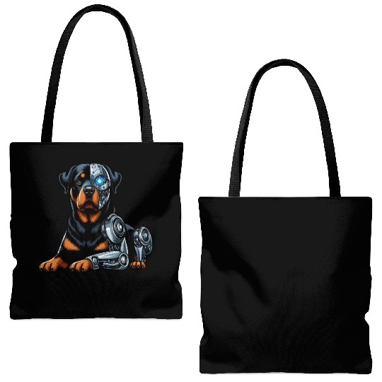 Rottweiler cyborg robot space Tote Bags (AOP)