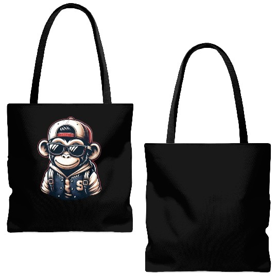 Tote Bags (AOP) Funny of a monkey dressed as rap