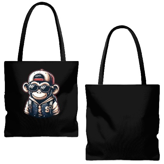 Tote Bags (AOP) Funny of a monkey dressed as rap