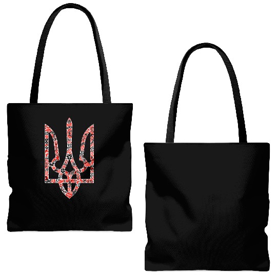 Ukraine trident Tryzub in red and black colors Tote Bags (AOP)