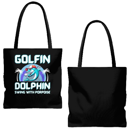 Dolphin playing golf Tote Bags (AOP) | Gift for dad | Gift