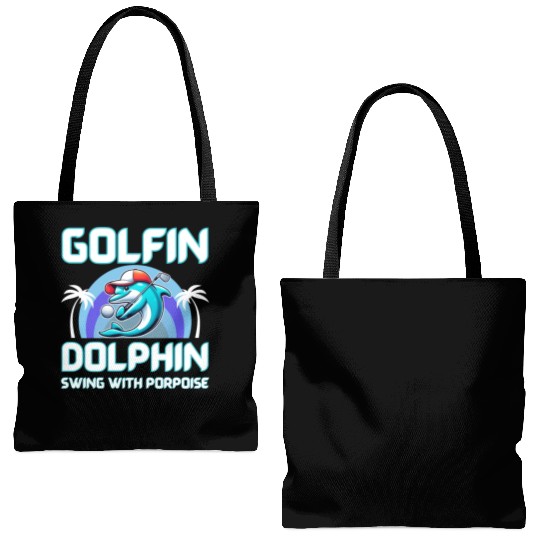 Dolphin playing golf Tote Bags (AOP) | Gift for dad | Gift