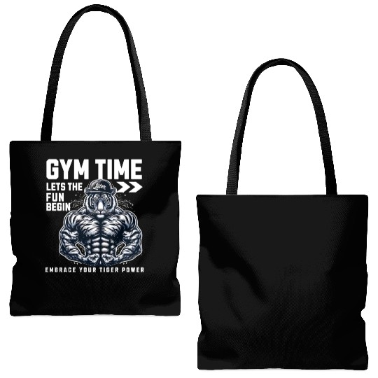 gym time tiger power Tote Bags (AOP)