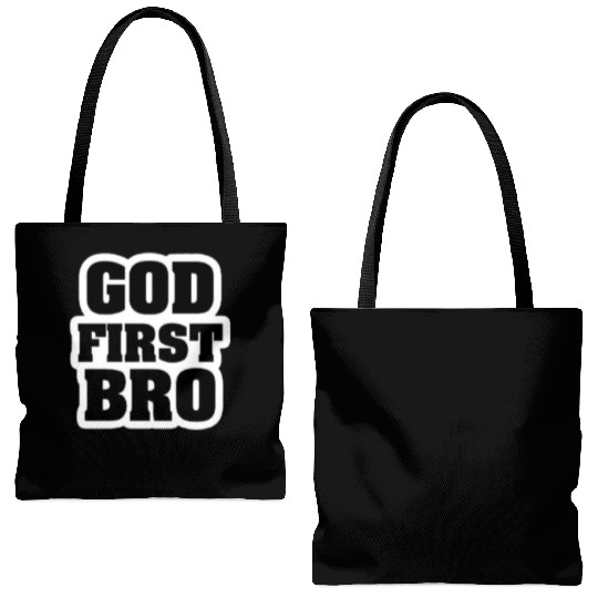 God First Bro Faith Tote Bags (AOP)
