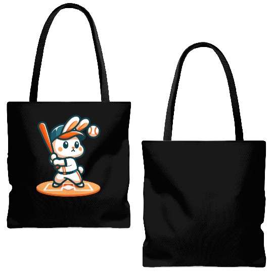 Home Run Hopper: Baseball Bunny Tote Bags (AOP)
